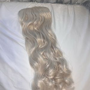 White Platinum Blonde Clip In Hair Extensions Curl